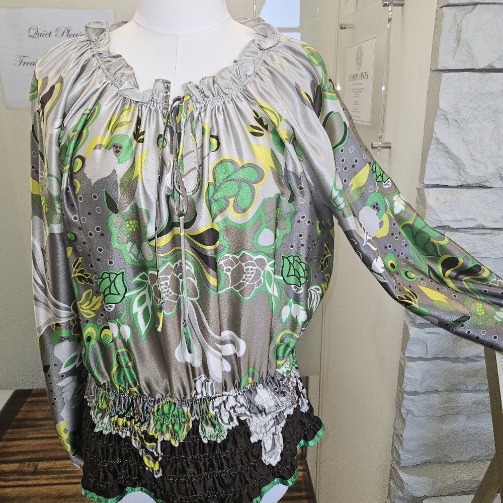 Etcetera long sleeve 100% silk blouse